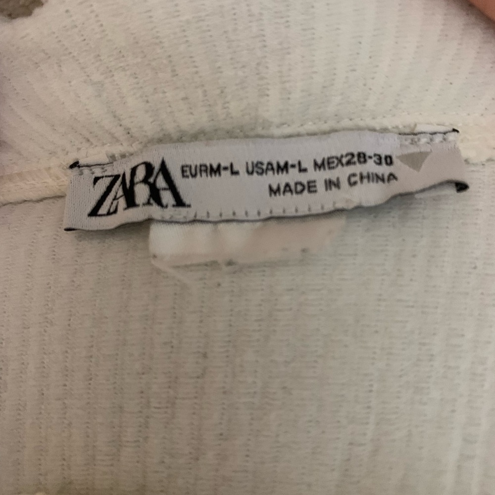 Zara White Ribbed Ruffled Camisole - Picture 4 of 4